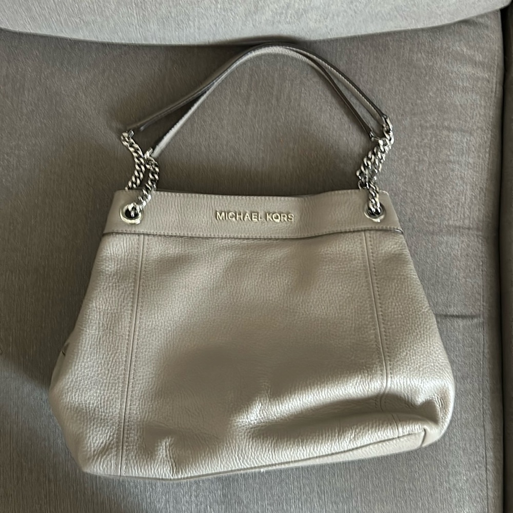 Gray leather Michael Kors shoulder bag